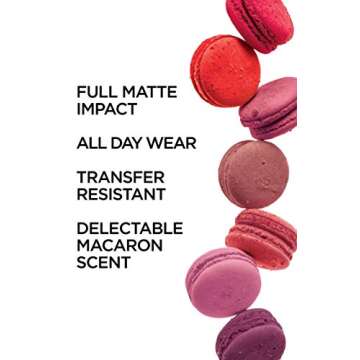 L'Oreal Paris Makeup Infallible Pro Matte Les Macarons Scented Matte Liquid Lipstick, Highly Pigmented, Longwear, Waterproof and Smudge Proof, Framboise Frenzy, 0.21 fl; oz.