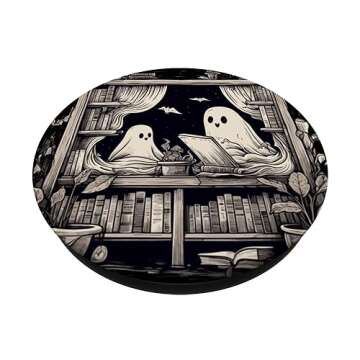Spooky Ghosts Reading Books Library Bookworm Retro Bookish PopSockets Adhesive PopGrip