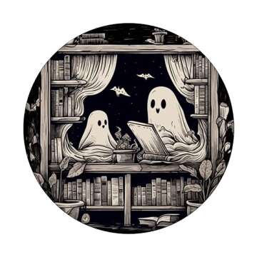 Spooky Ghosts Reading Books Library Bookworm Retro Bookish PopSockets Adhesive PopGrip