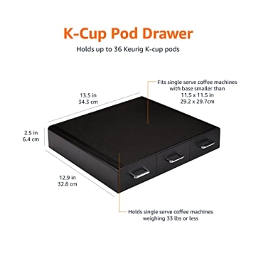 Amazon Basics Coffee Pod Storage Organizer Drawer for K-Cup Pods, 36 Pod Capacity, Black