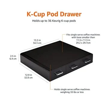 Amazon Basics Coffee Pod Storage Organizer Drawer for K-Cup Pods, 36 Pod Capacity, Black