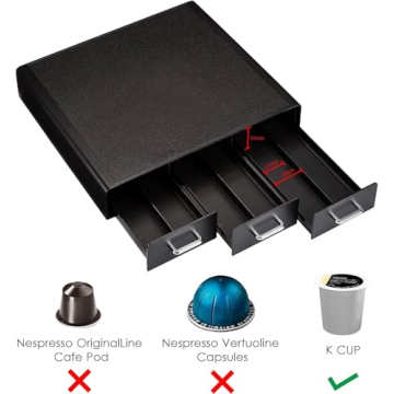 Amazon Basics Coffee Pod Storage Organizer Drawer for K-Cup Pods, 36 Pod Capacity, Black