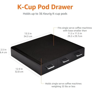 Amazon Basics Coffee Pod Storage Organizer Drawer for K-Cup Pods, 36 Pod Capacity, Black