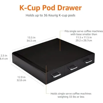 Amazon Basics Coffee Pod Storage Organizer Drawer for K-Cup Pods, 36 Pod Capacity, Black