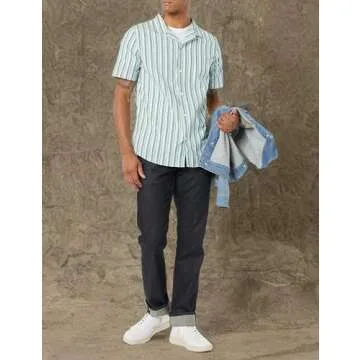 Men's Slim-Fit Short-Sleeve Vacation Shirt in Stripes