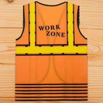 BLUE PANDA 6 Set Construction Worker Costume, Kids Construction Vest and Kids Hard Hat for Dress-Up, Construction Theme Birthday Party, or Halloween Costume