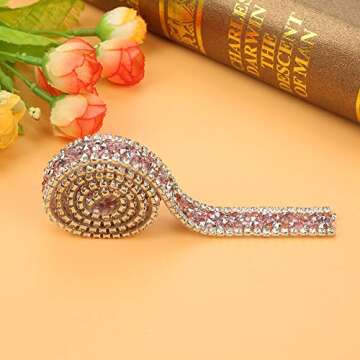 Crystal Rhinestone Appliques, Rhinestone Ribbon Sparkle Crystal Wrap Roll Sewn on Prom Dresses Belt Applique Hair Clip Collar Decoration 1 Yard()