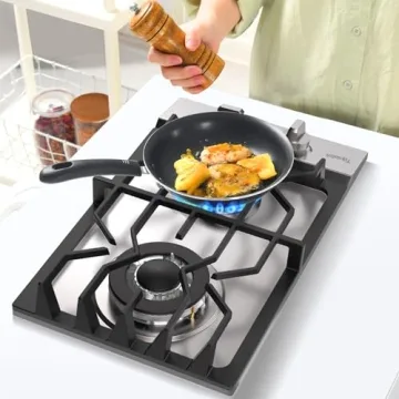 TOPWISH 2 Burner Gas Cooktop - 12" Stainless Steel