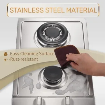 TOPWISH 2 Burner Gas Cooktop - 12" Stainless Steel