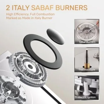 TOPWISH 2 Burner Gas Cooktop - 12" Stainless Steel