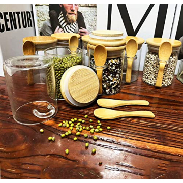 Stylish Mini Glass Jars with Bamboo Lids - Set of 8