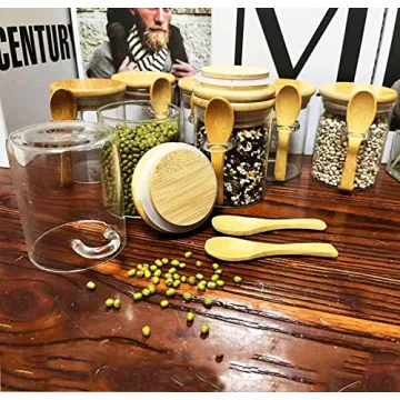 Stylish Mini Glass Jars with Bamboo Lids - Set of 8