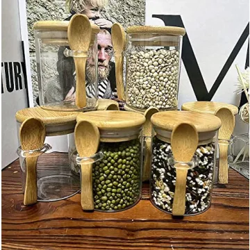Stylish Mini Glass Jars with Bamboo Lids - Set of 8