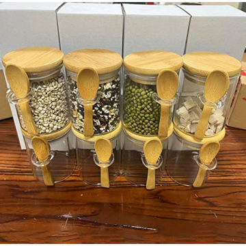 Stylish Mini Glass Jars with Bamboo Lids - Set of 8