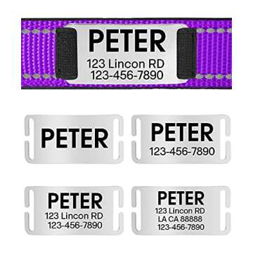 Joytale Personalized Dog Collars, Reflective Nylon Collar with Engraved Name Plate, Customized for Large Dogs, Purple, L