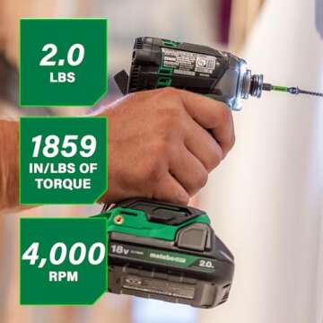 Metabo HPT 18V MultiVolt Cordless Triple Hammer BOLT Impact Driver Set, Power Impact Driver Kit with...
