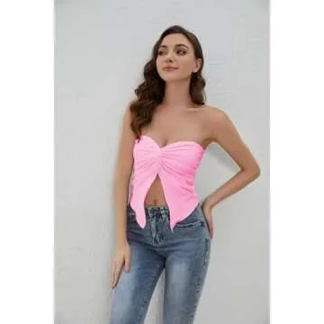 MISSACTIVER Women’s Twist Front Tube Top in Pink