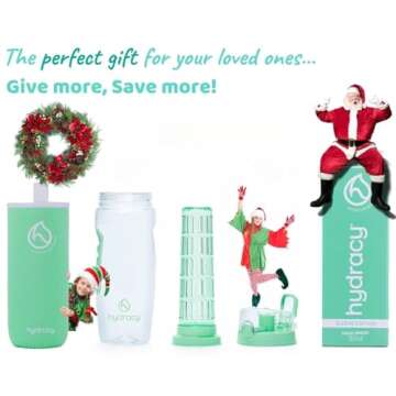 Hydracy Fruit Infuser Water Bottle - 32 oz Sports Bottle - Insulating Sleeve, Time Marker & Full Length Infusion Rod + 27 Fruit Infused Water Recipes eBook Gift - Aqua Green