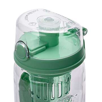 Hydracy Fruit Infuser Water Bottle - 32 oz Sports Bottle - Insulating Sleeve, Time Marker & Full Length Infusion Rod + 27 Fruit Infused Water Recipes eBook Gift - Aqua Green