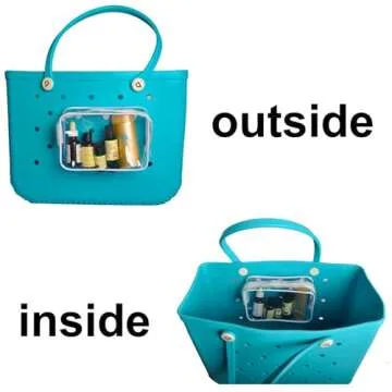 Aimeiar 3 Packs Clear Beach Tote Bag Accessories Compatible with Bogg Bag Insert Bag Travel Cellphone Makeup Clean Toiletry Brush Organizer Cosmetic Divider Storage Inner Pouch