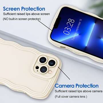 Anuck for iPhone 13 Pro Case Wave, Curly Frame Design for Women Girls, Cute Wavy Solid Color Aesthet...