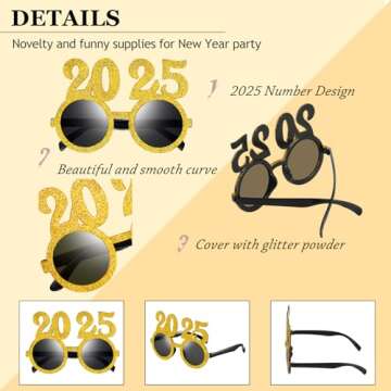 Kanayu 2025 New Year Eyeglasses 6 Pcs for Parties