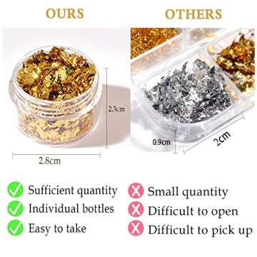 Nail Foil Flakes Set - 4 Metallic Colors for Stunning Nail Art & Crafts