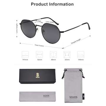 SOJOS Round Polygon Polarized Sunglasses for Women Men Retro Classic Vintage Panto Shades SJ1157
