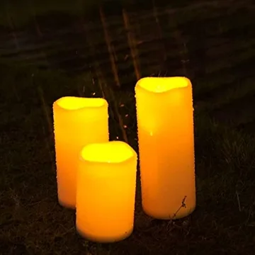 Homemory Waterproof Outdoor Flameless Candles, Set of 3