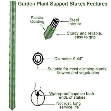 3Pack Tomato Cages,Up to 51inch Plant Stakes Vegetable Trellis Assembled for Garden Climbing Plants Vegetables Flowers