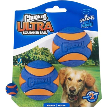 Chuckit! Ultra Squeaker Ball Dog Toy for Medium Breeds - Bouncy Squeaky Fetch Balls for Dogs - Float...