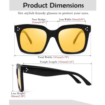 FEISEDY Vintage Oversized Square Sunglasses with UV400 Protection