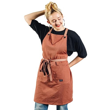 Caldo Crossback Kitchen Apron for Cooking - Mens and Womens Professional Chef or Server Bib Apron - ...