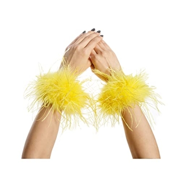 Luxurious LVCOMEFF Ostrich Feather Wrist Cuffs - Chic Accessories for Parties and Weddings