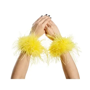 Luxurious LVCOMEFF Ostrich Feather Wrist Cuffs - Chic Accessories for Parties and Weddings