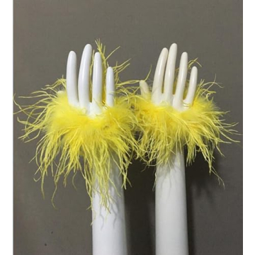 Luxurious LVCOMEFF Ostrich Feather Wrist Cuffs for Women