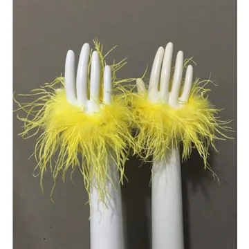 Luxurious LVCOMEFF Ostrich Feather Wrist Cuffs for Women