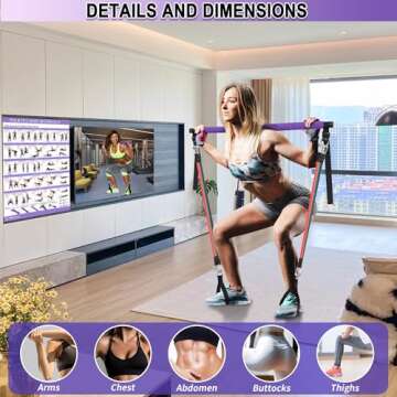 Goocrun Portable Pilates Bar Kit with Resistance Bands for Men and Women - Home Gym, Workout Kit for...