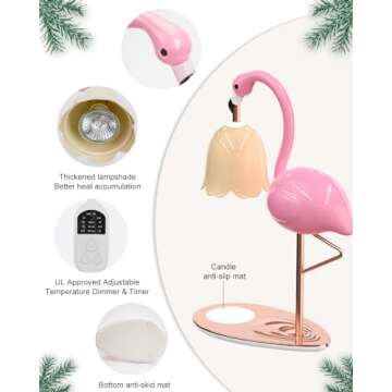 CODOGOY Fragrance Candle Warmer Lamp with Timer, Dimmable, Halogen, Polished, Pink, for Home Decor 6.69 x11 x15.35 in