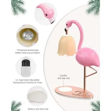 CODOGOY Fragrance Candle Warmer Lamp with Timer, Dimmable, Halogen, Polished, Pink, for Home Decor 6.69 x11 x15.35 in