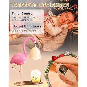 CODOGOY Fragrance Candle Warmer Lamp with Timer, Dimmable, Halogen, Polished, Pink, for Home Decor 6.69 x11 x15.35 in