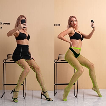 VEBZIN Fishnet Stockings in Green for Women