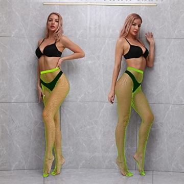 VEBZIN Fishnet Stockings in Green for Women