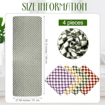 Soft 4 Pcs Checkered Bath Towels Set for Beach and Bath