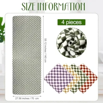 Soft 4 Pcs Checkered Bath Towels Set for Beach and Bath