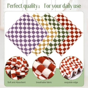 Soft 4 Pcs Checkered Bath Towels Set for Beach and Bath