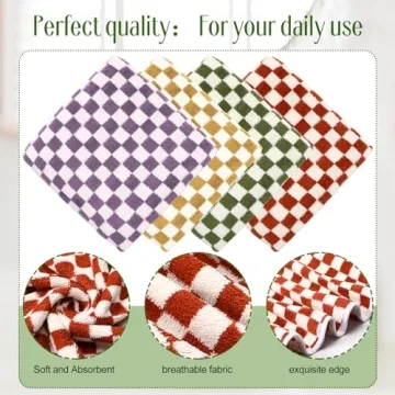 Soft 4 Pcs Checkered Bath Towels Set for Beach and Bath