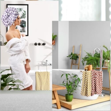 Soft 4 Pcs Checkered Bath Towels Set for Beach and Bath