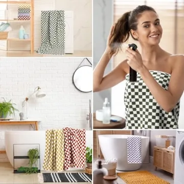 Soft 4 Pcs Checkered Bath Towels Set for Beach and Bath