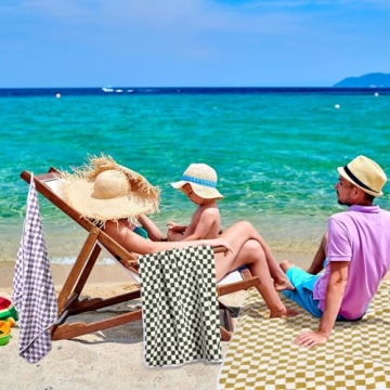 Soft 4 Pcs Checkered Bath Towels Set for Beach and Bath